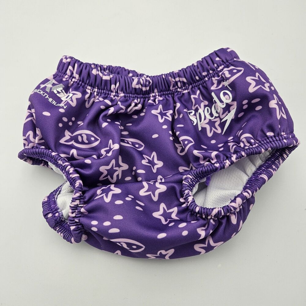 Baby Girl Size Medium (12M) Purple Speedo Reusable Swim Diaper